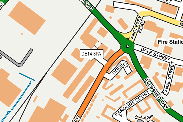 DE14 3PA map - OS OpenMap – Local (Ordnance Survey)