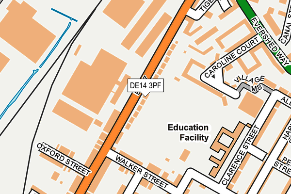 DE14 3PF map - OS OpenMap – Local (Ordnance Survey)