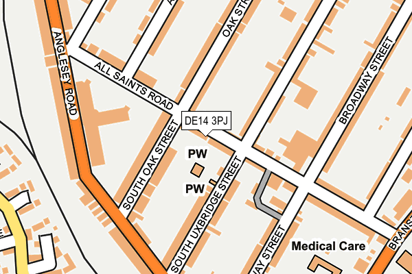 DE14 3PJ map - OS OpenMap – Local (Ordnance Survey)
