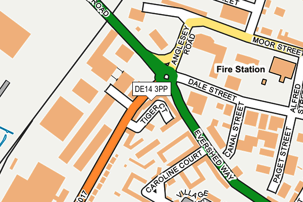 DE14 3PP map - OS OpenMap – Local (Ordnance Survey)