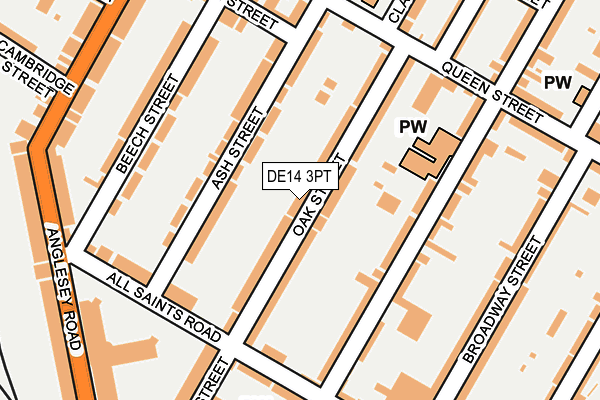 DE14 3PT map - OS OpenMap – Local (Ordnance Survey)