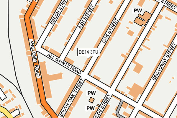 DE14 3PU map - OS OpenMap – Local (Ordnance Survey)