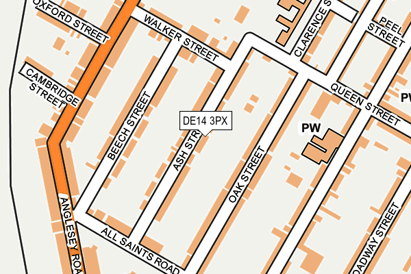 DE14 3PX map - OS OpenMap – Local (Ordnance Survey)