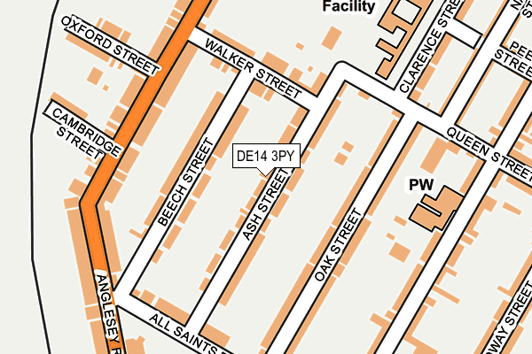 DE14 3PY map - OS OpenMap – Local (Ordnance Survey)