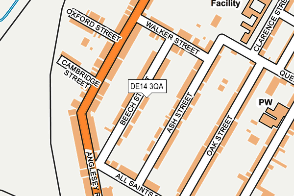 DE14 3QA map - OS OpenMap – Local (Ordnance Survey)