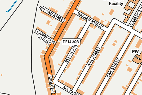 DE14 3QB map - OS OpenMap – Local (Ordnance Survey)