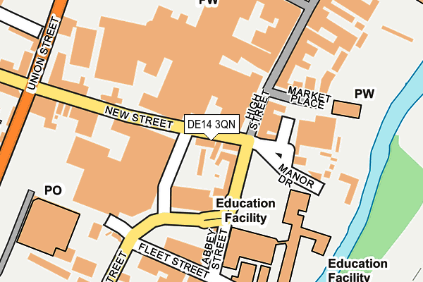 DE14 3QN map - OS OpenMap – Local (Ordnance Survey)