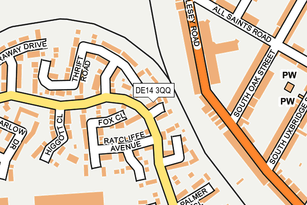DE14 3QQ map - OS OpenMap – Local (Ordnance Survey)