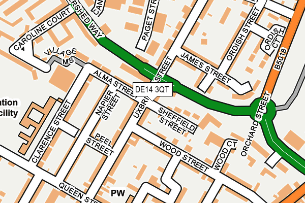 DE14 3QT map - OS OpenMap – Local (Ordnance Survey)