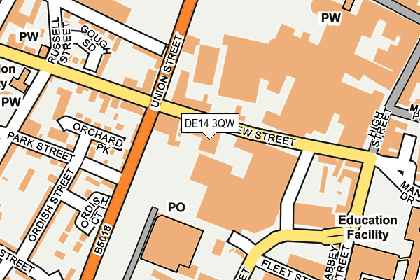DE14 3QW map - OS OpenMap – Local (Ordnance Survey)