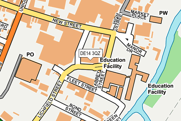DE14 3QZ map - OS OpenMap – Local (Ordnance Survey)