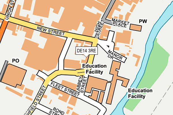 DE14 3RE map - OS OpenMap – Local (Ordnance Survey)
