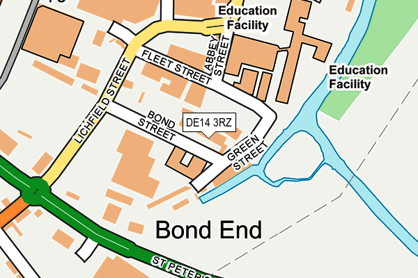 DE14 3RZ map - OS OpenMap – Local (Ordnance Survey)