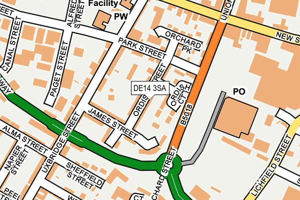 DE14 3SA map - OS OpenMap – Local (Ordnance Survey)