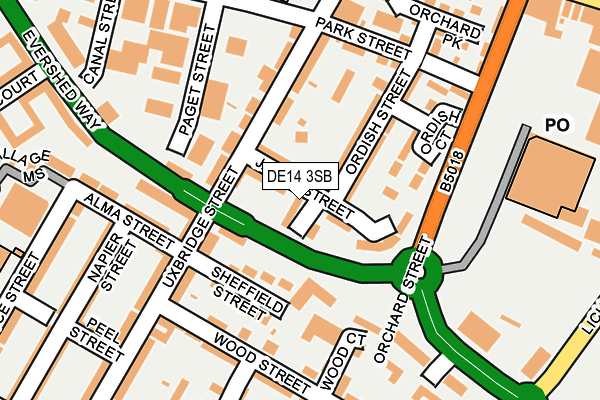 DE14 3SB map - OS OpenMap – Local (Ordnance Survey)