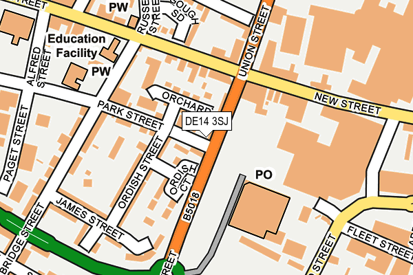 DE14 3SJ map - OS OpenMap – Local (Ordnance Survey)
