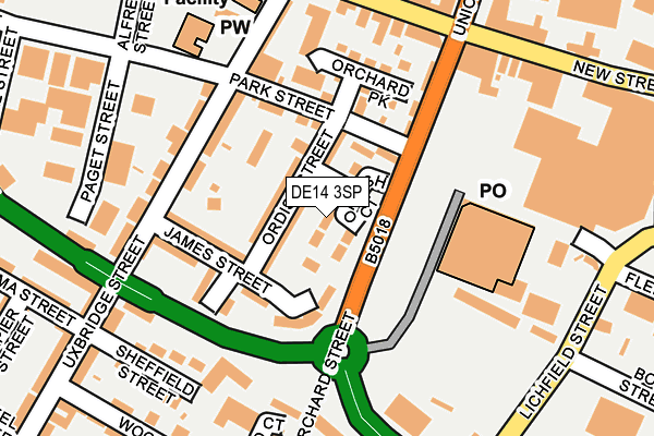 DE14 3SP map - OS OpenMap – Local (Ordnance Survey)