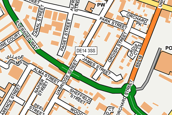 DE14 3SS map - OS OpenMap – Local (Ordnance Survey)
