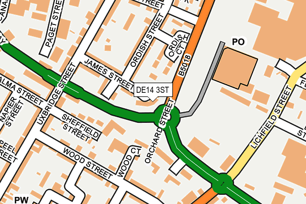 DE14 3ST map - OS OpenMap – Local (Ordnance Survey)