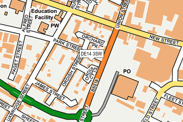 DE14 3SW map - OS OpenMap – Local (Ordnance Survey)