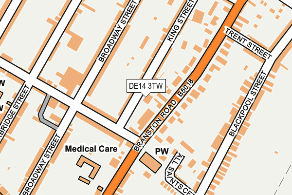 DE14 3TW map - OS OpenMap – Local (Ordnance Survey)