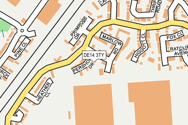 DE14 3TY map - OS OpenMap – Local (Ordnance Survey)