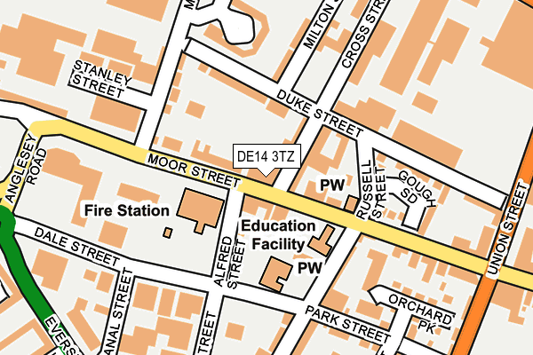 DE14 3TZ map - OS OpenMap – Local (Ordnance Survey)