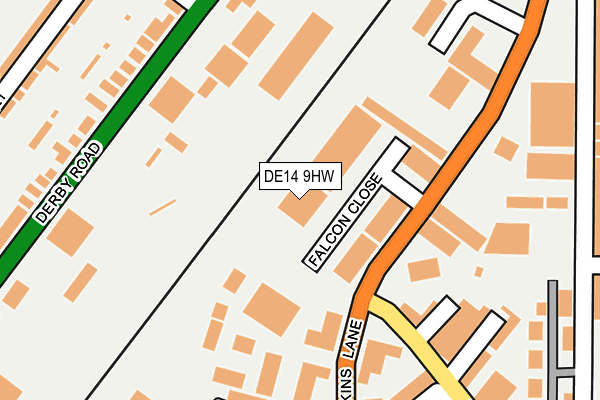 DE14 9HW map - OS OpenMap – Local (Ordnance Survey)