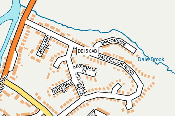 DE15 0AB map - OS OpenMap – Local (Ordnance Survey)