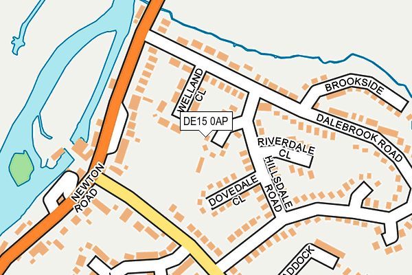 DE15 0AP map - OS OpenMap – Local (Ordnance Survey)