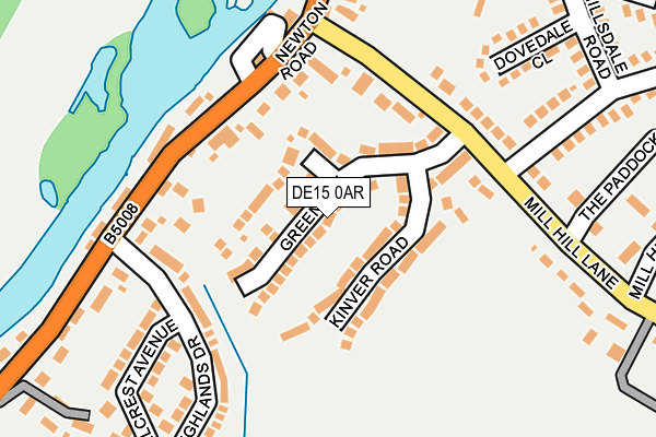 DE15 0AR map - OS OpenMap – Local (Ordnance Survey)