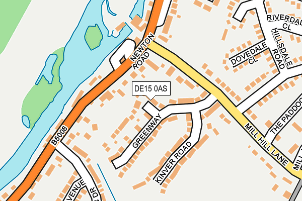 DE15 0AS map - OS OpenMap – Local (Ordnance Survey)
