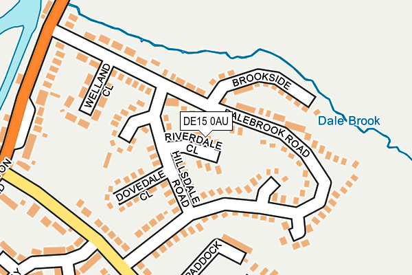 DE15 0AU map - OS OpenMap – Local (Ordnance Survey)