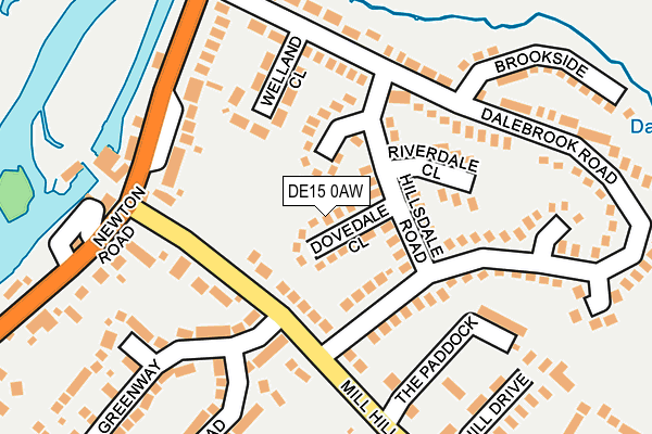 DE15 0AW map - OS OpenMap – Local (Ordnance Survey)