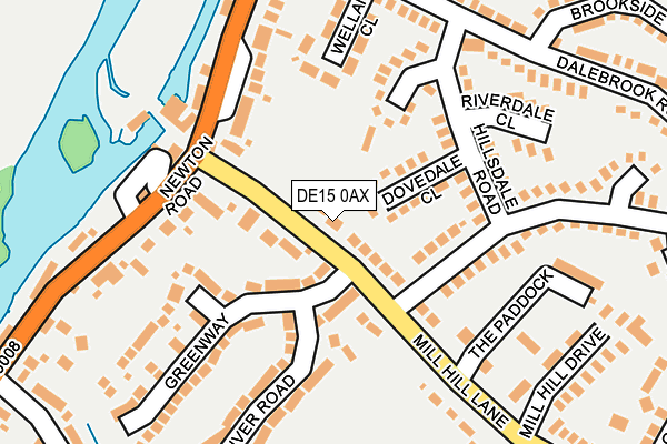 DE15 0AX map - OS OpenMap – Local (Ordnance Survey)