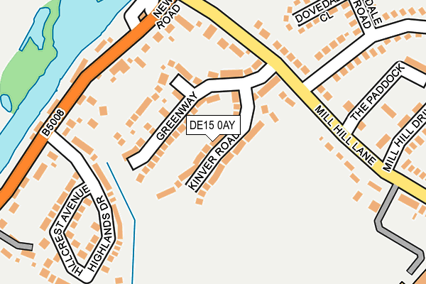 DE15 0AY map - OS OpenMap – Local (Ordnance Survey)