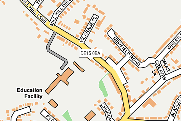 DE15 0BA map - OS OpenMap – Local (Ordnance Survey)
