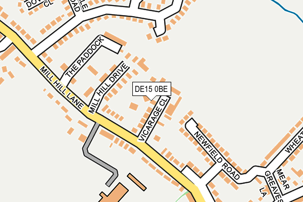 DE15 0BE map - OS OpenMap – Local (Ordnance Survey)