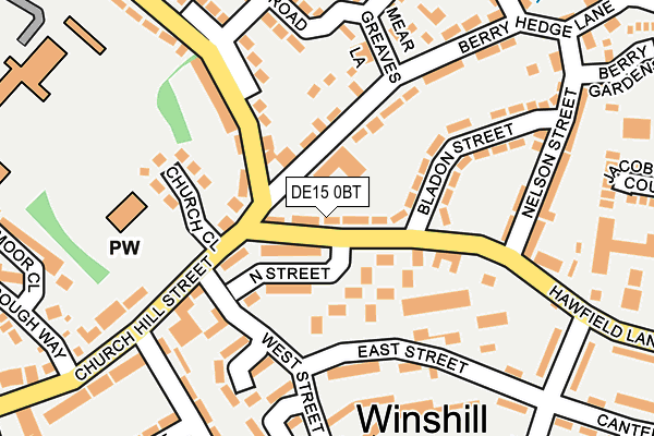 DE15 0BT map - OS OpenMap – Local (Ordnance Survey)