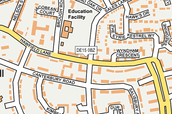 DE15 0BZ map - OS OpenMap – Local (Ordnance Survey)