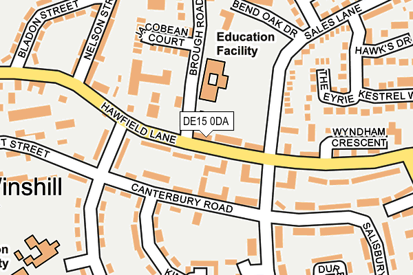 DE15 0DA map - OS OpenMap – Local (Ordnance Survey)