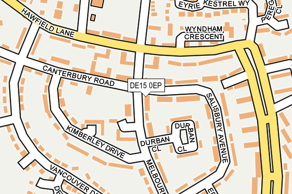 DE15 0EP map - OS OpenMap – Local (Ordnance Survey)