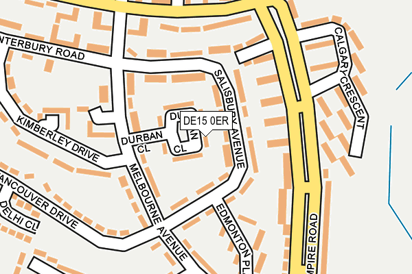 DE15 0ER map - OS OpenMap – Local (Ordnance Survey)