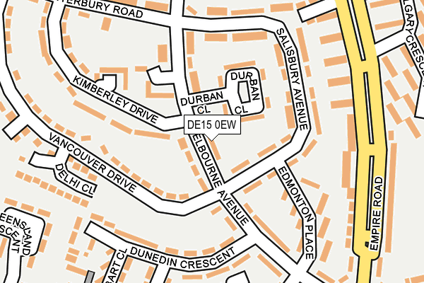 DE15 0EW map - OS OpenMap – Local (Ordnance Survey)