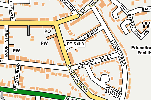 DE15 0HB map - OS OpenMap – Local (Ordnance Survey)
