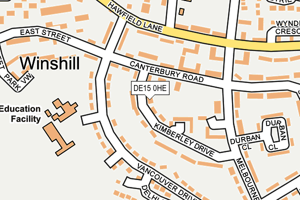 DE15 0HE map - OS OpenMap – Local (Ordnance Survey)