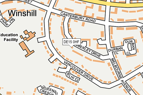 DE15 0HF map - OS OpenMap – Local (Ordnance Survey)