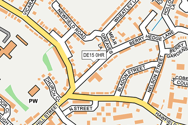 DE15 0HR map - OS OpenMap – Local (Ordnance Survey)