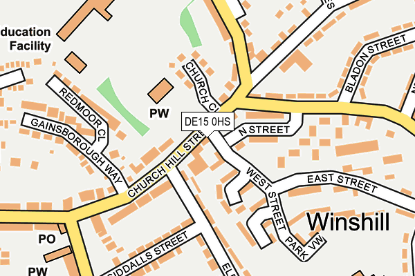 DE15 0HS map - OS OpenMap – Local (Ordnance Survey)