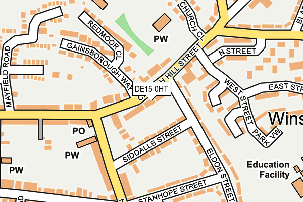 DE15 0HT map - OS OpenMap – Local (Ordnance Survey)